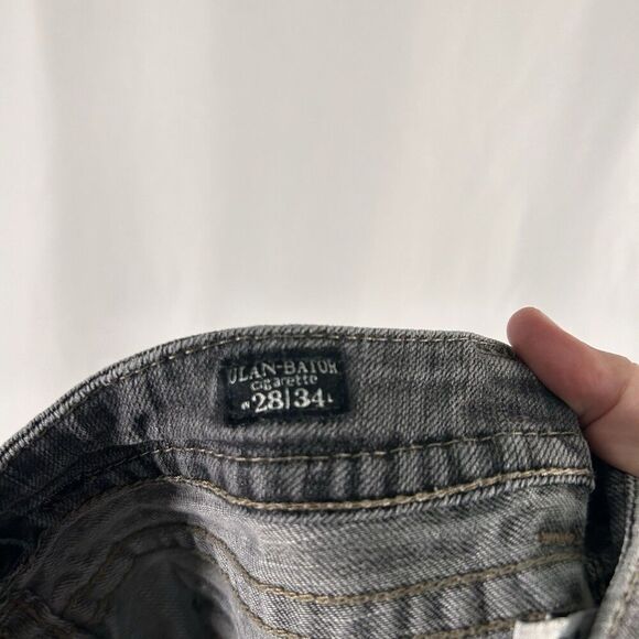 MEK Ulan Baton Cigarette Jeans Women's 28x34 Grey Denim Low Rise Embroidered - Picture 11 of 11